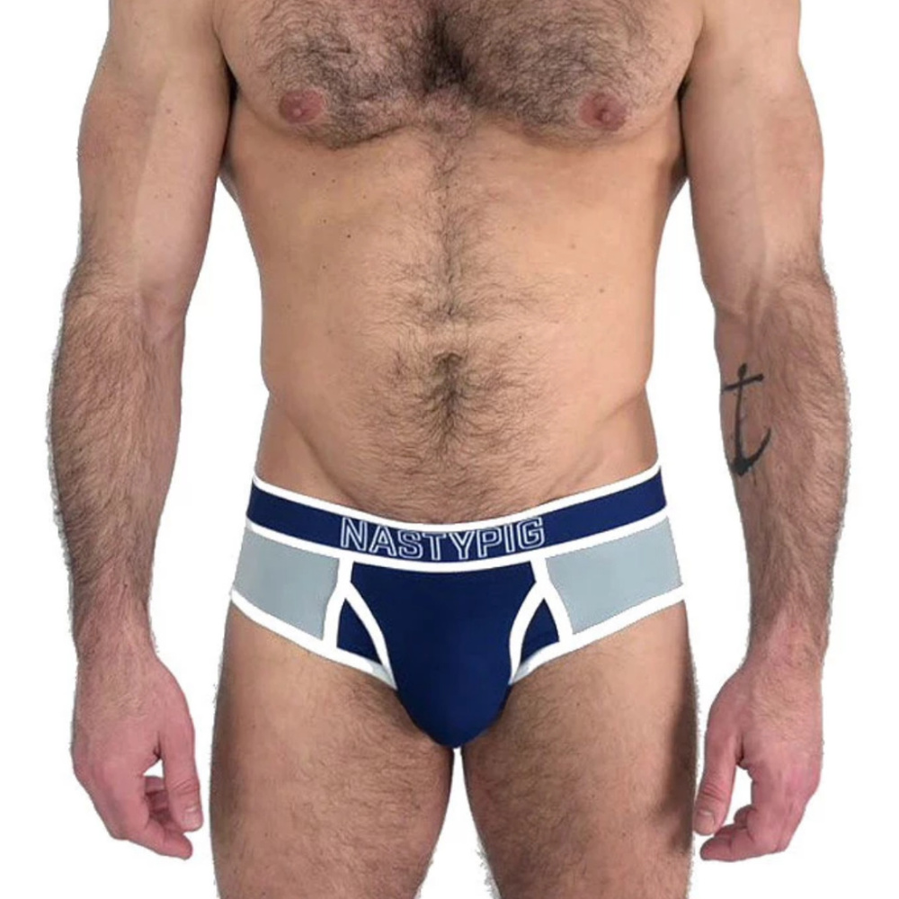 NASTY PIG Base Brief Underwear Blue & Gray LARGE - Picture 2 of 7
